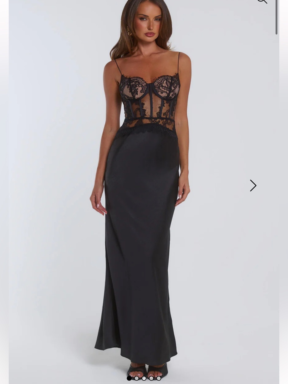 LACE SATIN MAXI DRESS BLACK